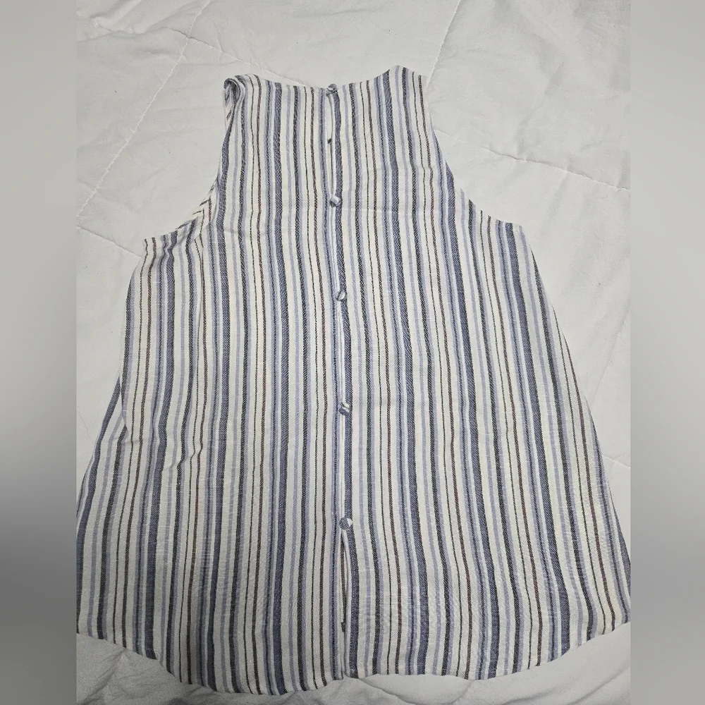 Ann Taylor Tan Striped Blue And Gray Size XS - Picture 3 of 4